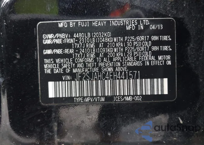 JF2SJAHC4EH441571: 44327236