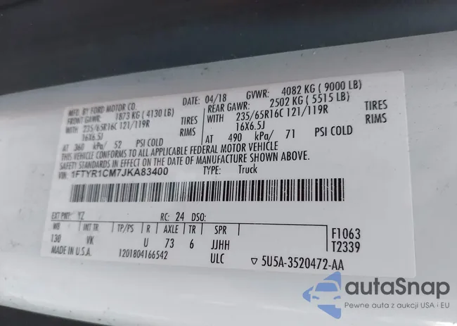 1FTYR1CM7JKA83400: 44327276