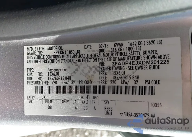 3FADP4EJXDM201225: 44327316