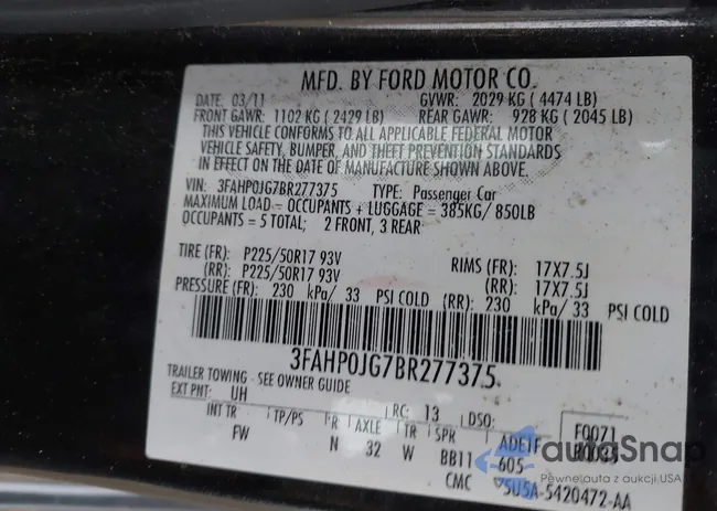 3FAHP0JG7BR277375: 44327408