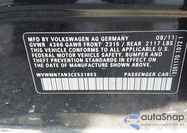 WVWMN7AN3CE531853: 44326658