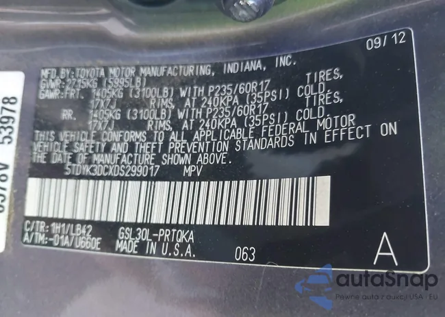 5TDYK3DCXDS299017: 44326677