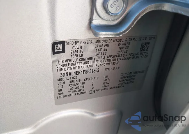 3GNAL4EK1FS531892: 44326700