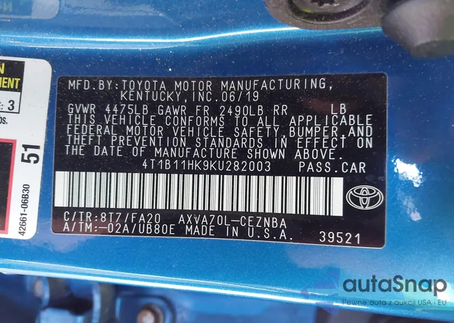 4T1B11HK9KU282003: 44326847