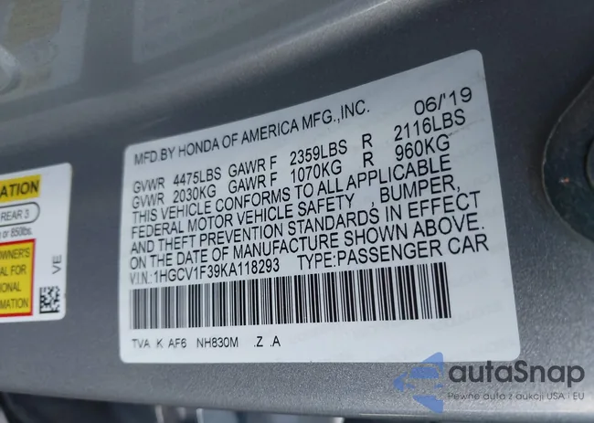 1HGCV1F3XKA095137: 44328029