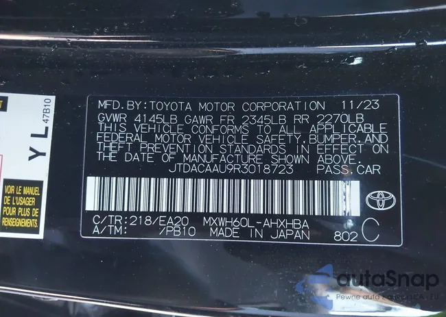 JTDACAAU9R3018723: 44328042