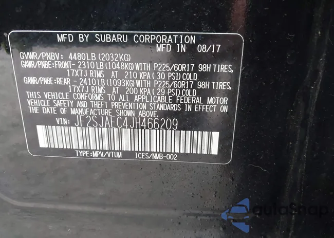 JF2SJAEC4JH466209: 44328055