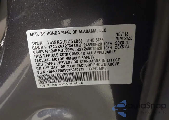 5FNYF5H90KB010971: 44328098