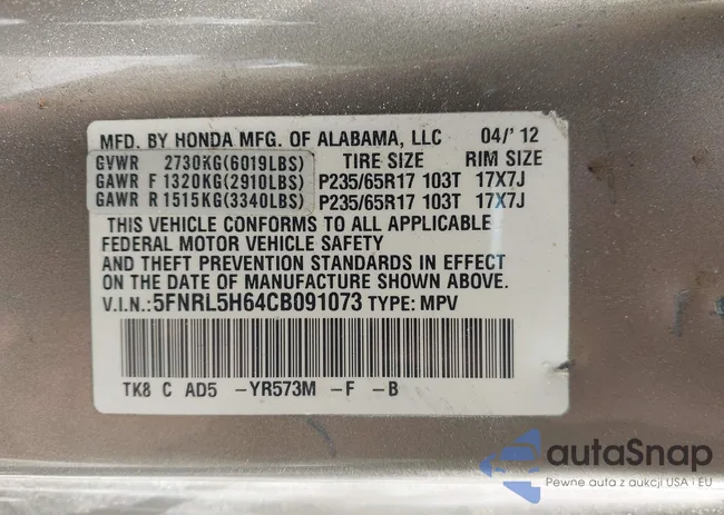 5FNRL5H64CB091073: 44328220