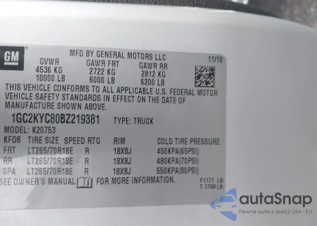 1GC2KYC80BZ219381: 44328329