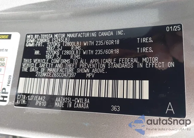 2T2AKCEZ6SC047397: 44328521