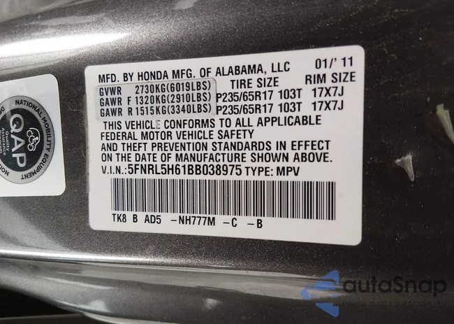 5FNRL5H61BB038975: 44327647