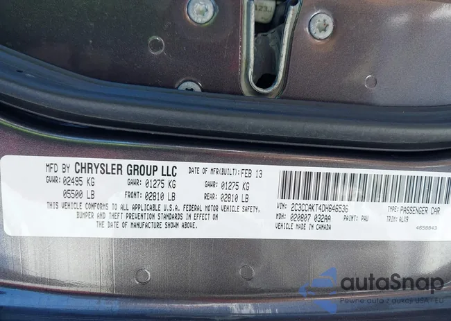 2C3CCAKT4DH646536: 44327676