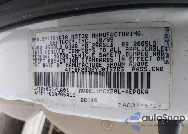 4T1BF28B2YU015785: 44327795