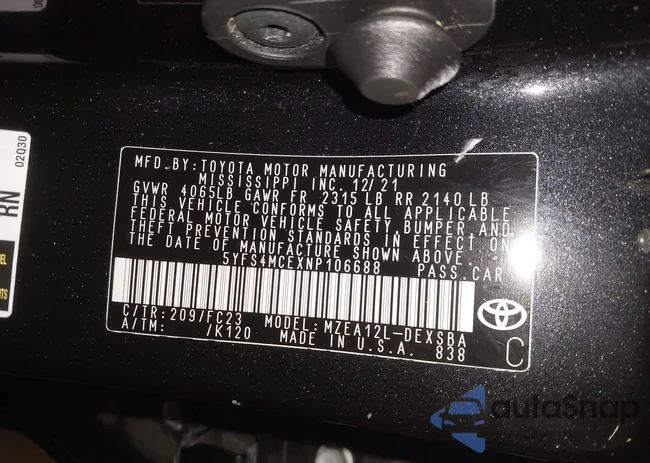 5YFS4MCEXNP106688: 44327956