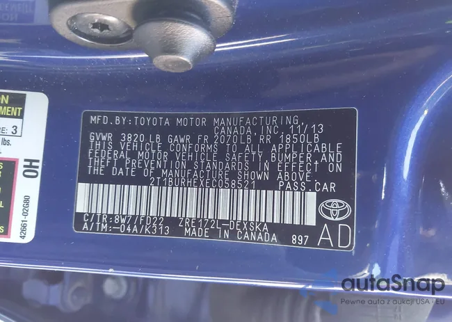 2T1BURHEXEC058521: 44329275