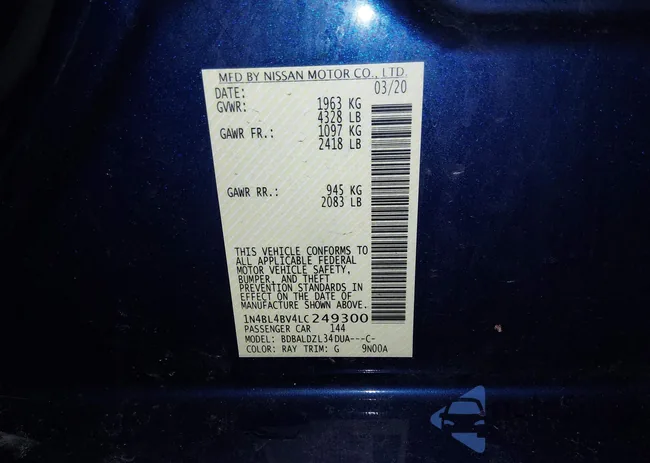 1N4BL4BV4LC249300: 44329455