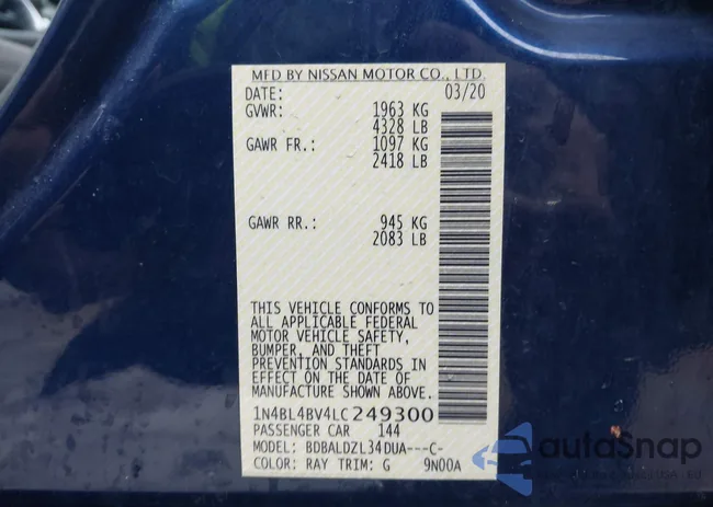 1N4BL4BV4LC249300: 44329455