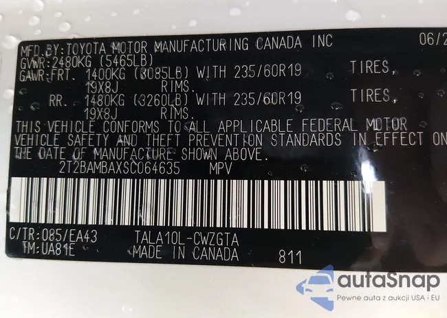 2T2BAMBAXSC064635: 44329460