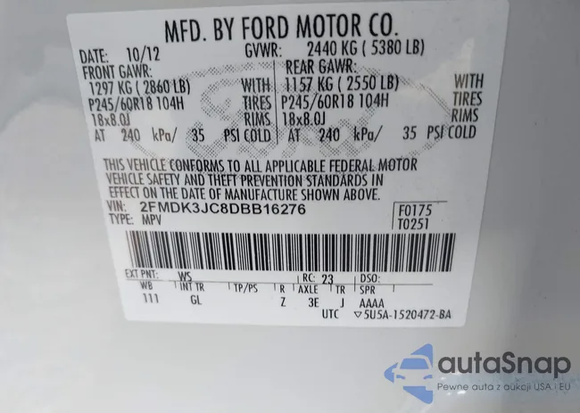 2FMDK3JC8DBB16276: 44329509