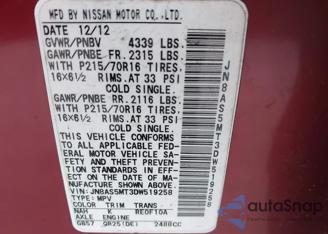 JN8AS5MT3DW519258: 44328634