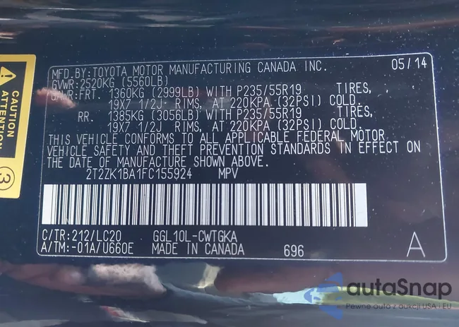 2T2ZK1BA1FC155924: 44328723