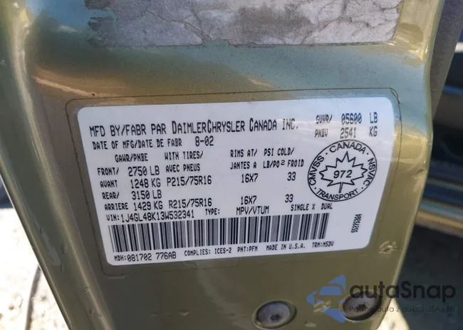 1J4GL48K13W532341: 44328780