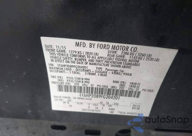 1FAHP2D89FG204201: 44330000