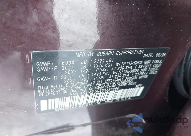 4S4WMAUD8S3430096: 44330032