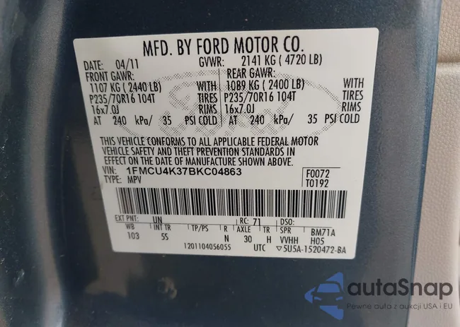 1FMCU4K37BKC04863: 44330160