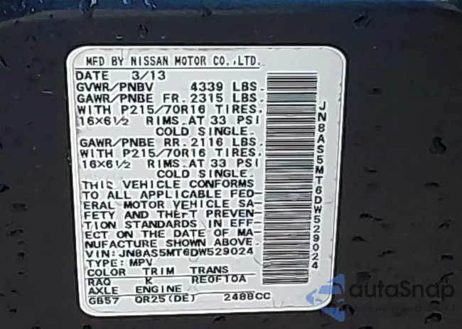 JN8AS5MT6DW529024: 44330167