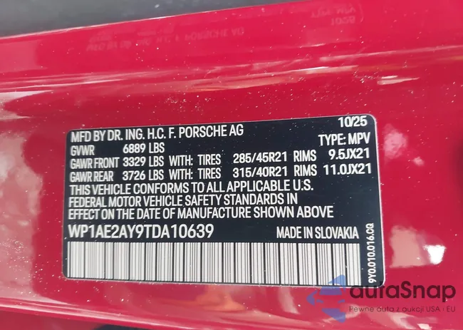 WP1AE2AY9TDA10639: 44330218