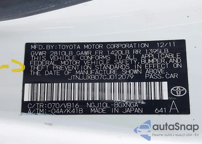 JTNJJXB07CJ012079: 44330257