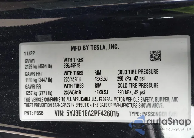 5YJ3E1EA2PF426015: 44330261