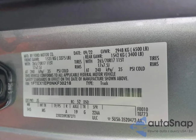 1FTEX1EP0NKF30218: 44330371