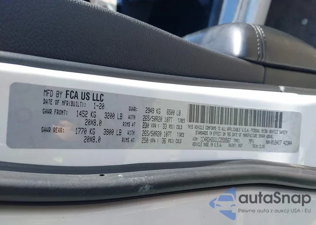 1C4RDHDG1LC259567: 44330442