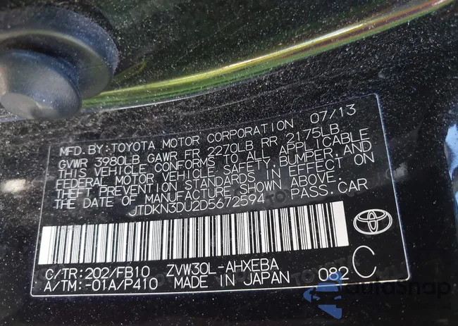 JTDKN3DU2D5672594: 44330489