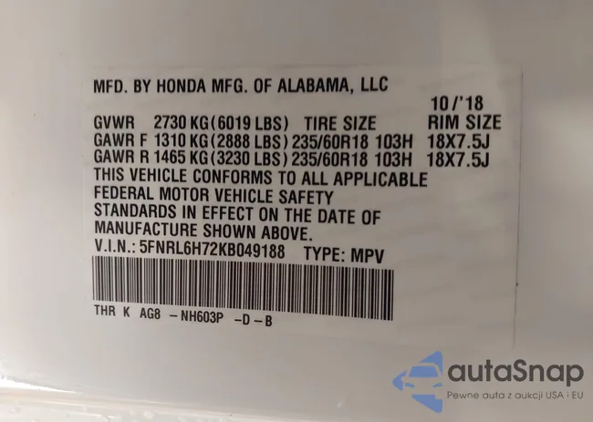 5FNRL6H72KB049188: 44329686