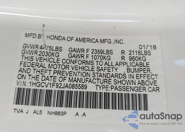 1HGCV1F92JA085589: 44329764