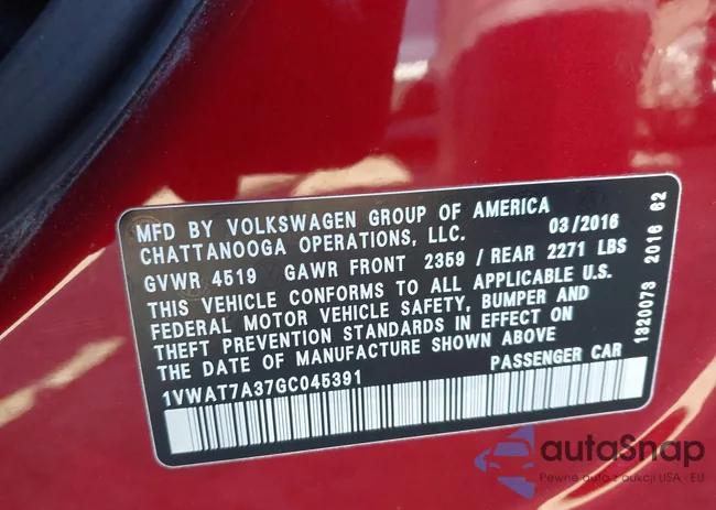 1VWAT7A37GC045391: 44331018