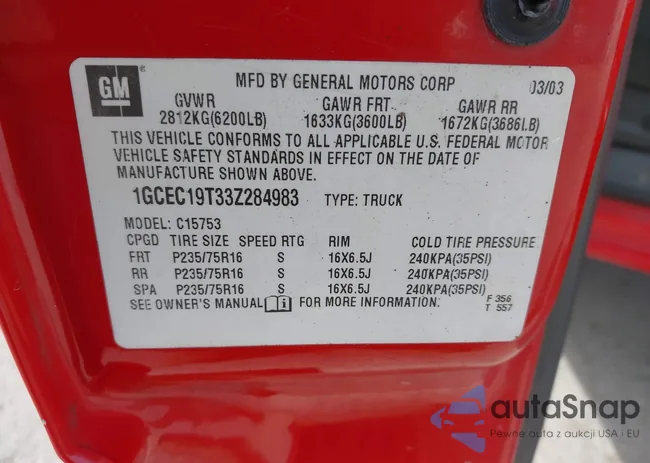 1GCEC19T33Z284983: 44331120