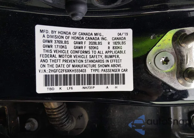 2HGFC2F6XKH555403: 44331253