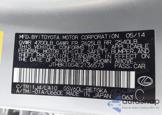 JTHBK1GG4E2136573: 44331290