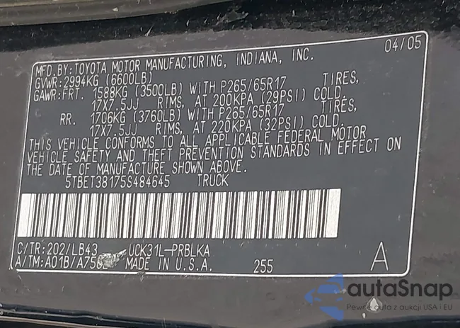 5TBET38175S484645: 44331385