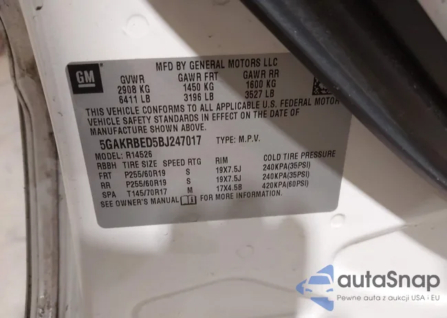 5GAKRBED5BJ247017: 44330665