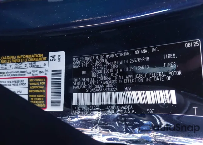 5TDABAA54SS003224: 44330767