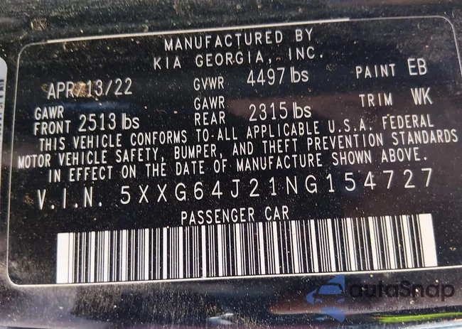 5XXG64J21NG154727: 44331997