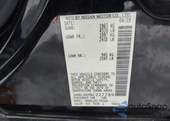 1N4BL4BV9KC227789: 44332055