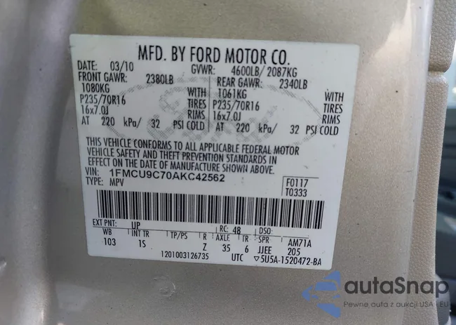 1FMCU9C70AKC42562: 44332080
