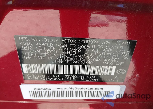 JTHBK1EG2A2387461: 44332099